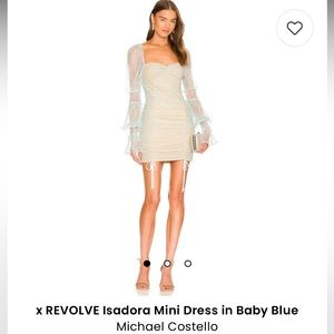 Michael Costello x Revolve Isadora Mini Dress in Baby Blue Size XS